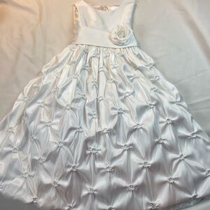 Cinderella White Satin Flower-Applique Formal Dress